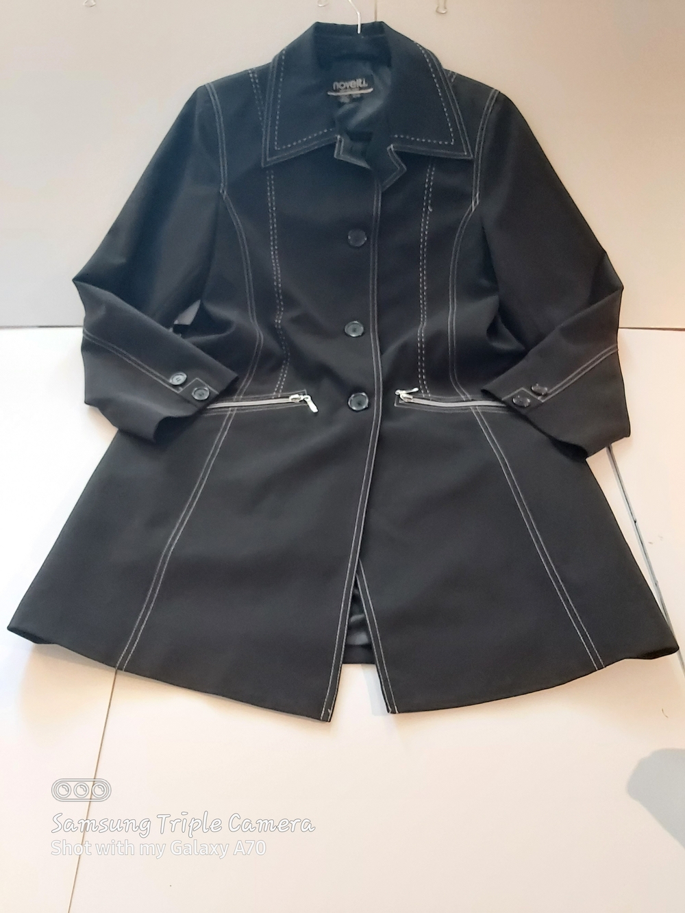 Novelti Black Tailored Coat Jacket – Contrast Stitching – Size 11/12